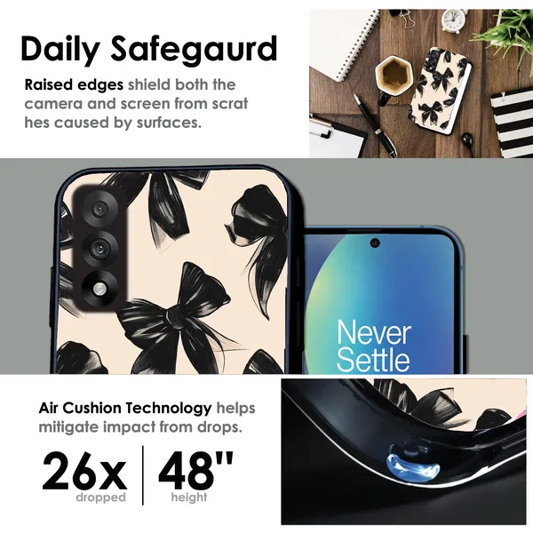 OnePlus_Nord_5_Black_Bows_Glossy_Metal_Silicone_Case