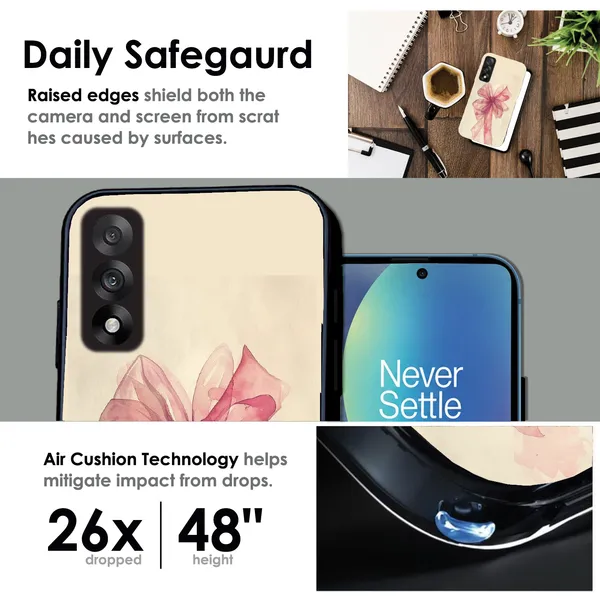 OnePlus_Nord_5_Pretty_Pink_Bow_Glossy_Metal_Silicone_Case