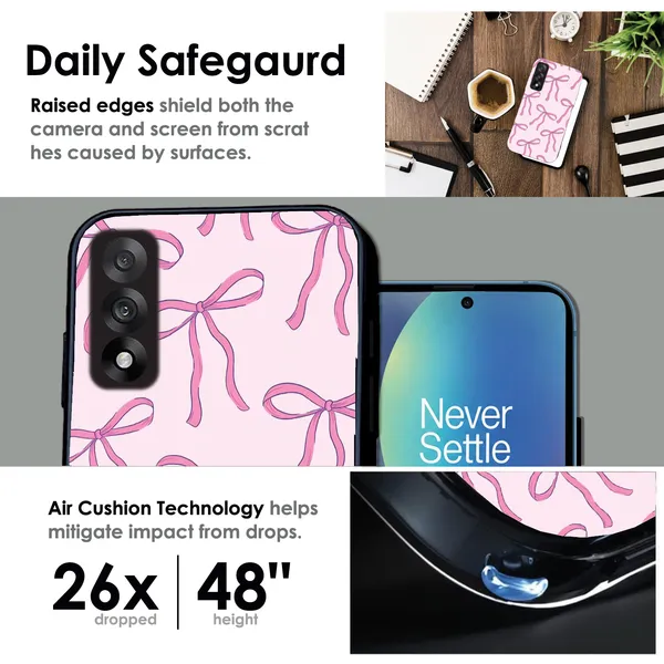OnePlus_Nord_5_Pink_Bows_Glossy_Metal_Silicone_Case