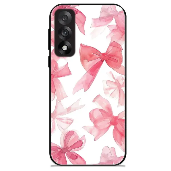 OnePlus_Nord_5_Cute_Pink_Bows_Glossy_Metal_Silicone_Case