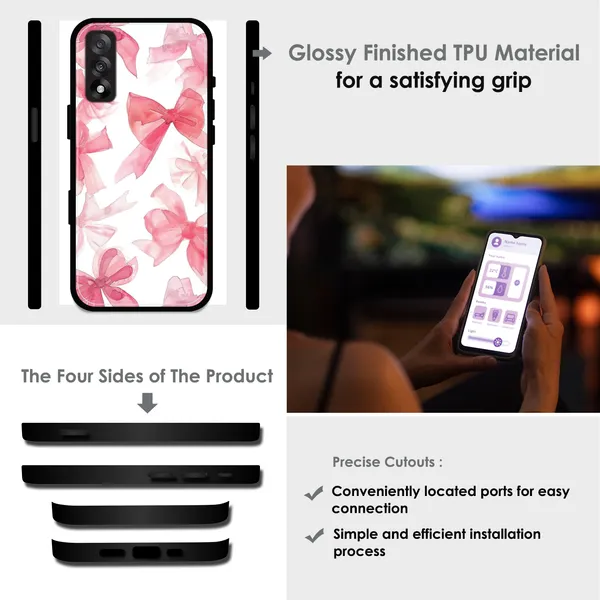 OnePlus_Nord_5_Cute_Pink_Bows_Glossy_Metal_Silicone_Case