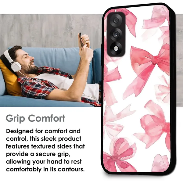 OnePlus_Nord_5_Cute_Pink_Bows_Glossy_Metal_Silicone_Case