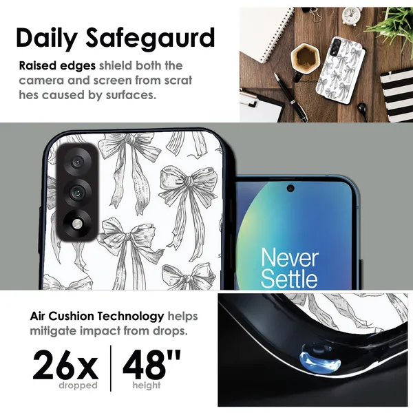 OnePlus_Nord_5_White_Bows_Glossy_Metal_Silicone_Case