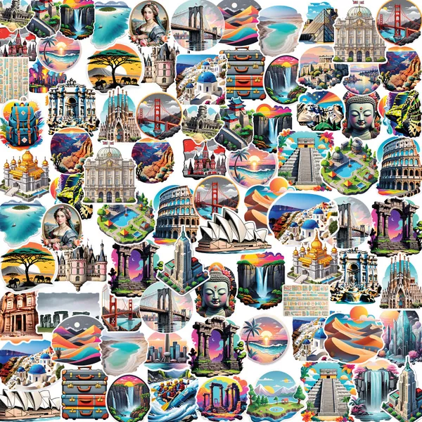 Travel_Destinations_Sticker_Pack_-_50_Colorful_Waterproof_Landmark_Stickers