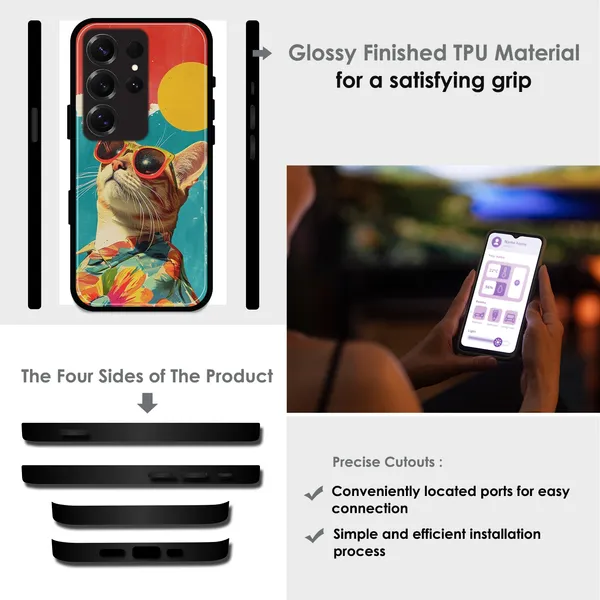 Samsung_Galaxy_S25+_Cool_Cat_Summer_Glossy_Metal_Silicone_Case