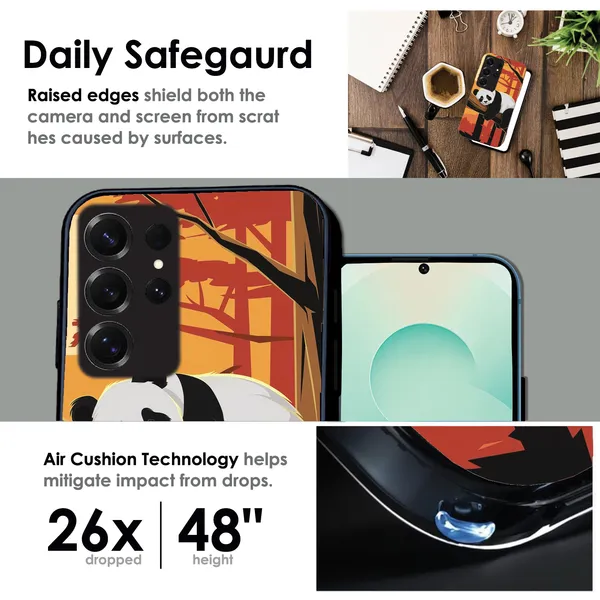 Samsung_Galaxy_S25+_Sleeping_Panda_Sunset_Glossy_Metal_Silicone_Case