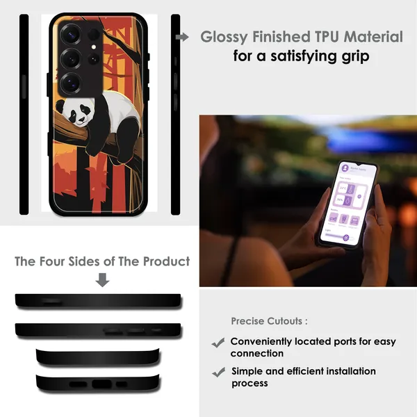 Samsung_Galaxy_S25+_Sleeping_Panda_Sunset_Glossy_Metal_Silicone_Case