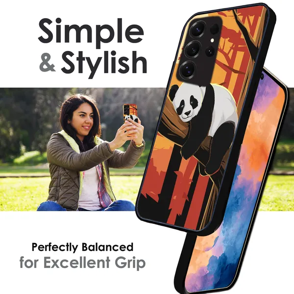 Samsung_Galaxy_S25+_Sleeping_Panda_Sunset_Glossy_Metal_Silicone_Case