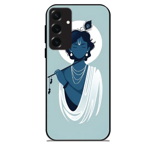 Samsung_Galaxy_S25+_Minimal_Krishna_Flute_Art_Glossy_Metal_Silicone_Case