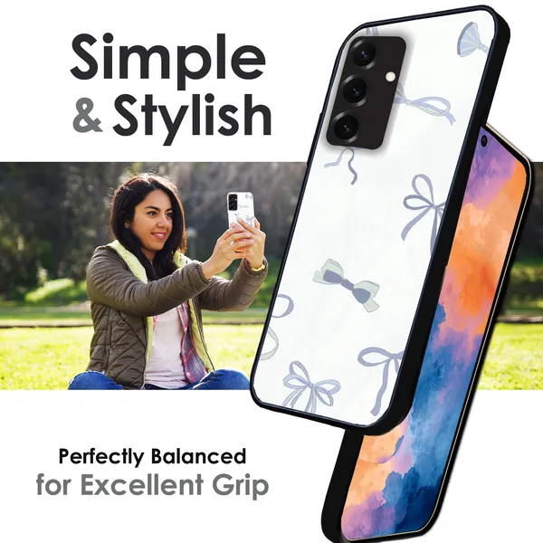 Samsung_Galaxy_S25+_Blue_Bows_Glossy_Metal_Silicone_Case