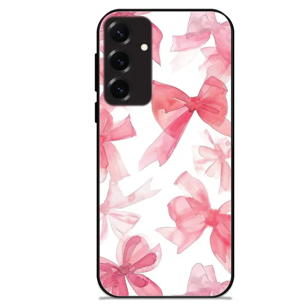 Samsung_Galaxy_S25+_Cute_Pink_Bows_Glossy_Metal_Silicone_Case