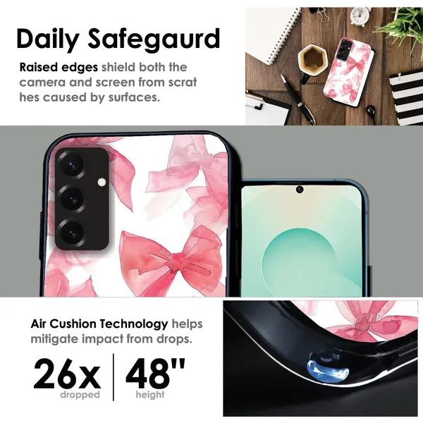 Samsung_Galaxy_S25+_Cute_Pink_Bows_Glossy_Metal_Silicone_Case