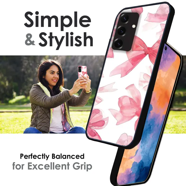 Samsung_Galaxy_S25+_Cute_Pink_Bows_Glossy_Metal_Silicone_Case