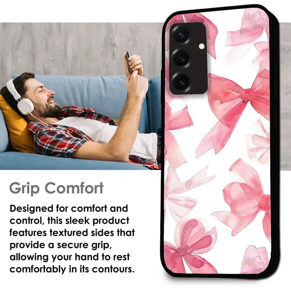 Samsung_Galaxy_S25+_Cute_Pink_Bows_Glossy_Metal_Silicone_Case