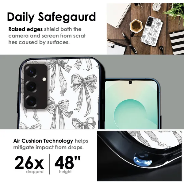 Samsung_Galaxy_S25+_White_Bows_Glossy_Metal_Silicone_Case