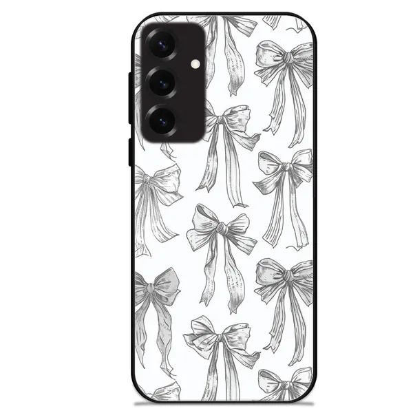 Samsung_Galaxy_S25+_White_Bows_Glossy_Metal_Silicone_Case
