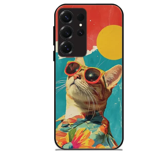 Samsung_Galaxy_S25_Ultra_Cool_Cat_Summer_Glossy_Metal_Silicone_Case