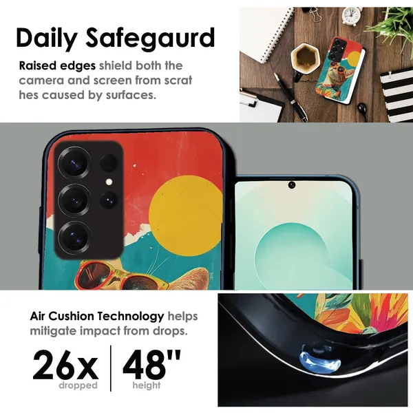 Samsung_Galaxy_S25_Ultra_Cool_Cat_Summer_Glossy_Metal_Silicone_Case
