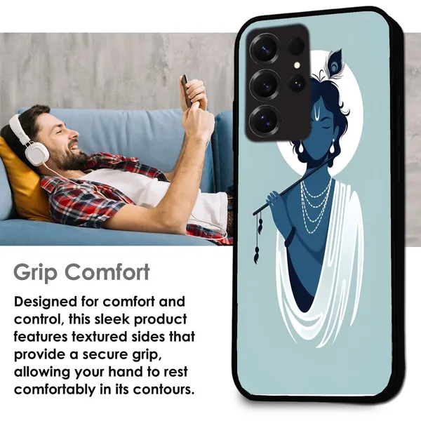 Samsung_Galaxy_S25_Ultra_Minimal_Krishna_Flute_Art_Glossy_Metal_Silicone_Case