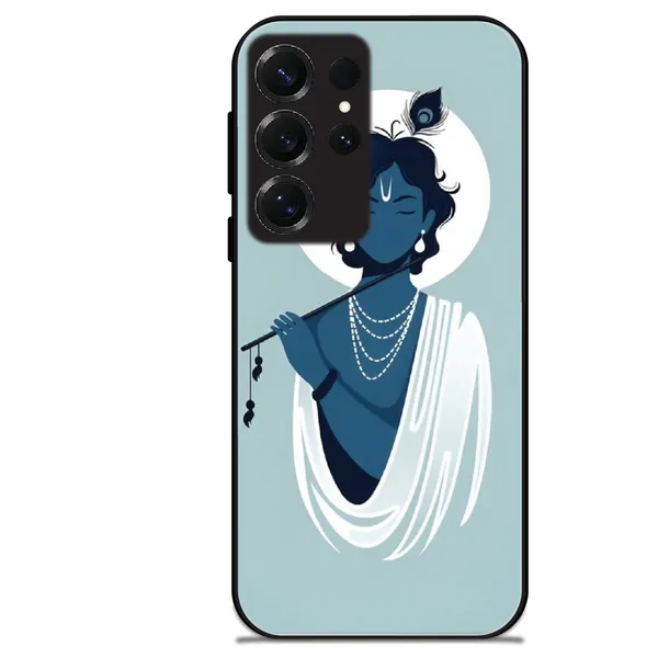 Samsung_Galaxy_S25_Ultra_Minimal_Krishna_Flute_Art_Glossy_Metal_Silicone_Case