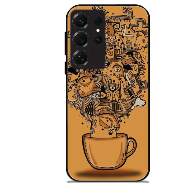 Samsung_Galaxy_S25_Ultra_Abstract_Coffee_Doodle_Glossy_Metal_Silicone_Case
