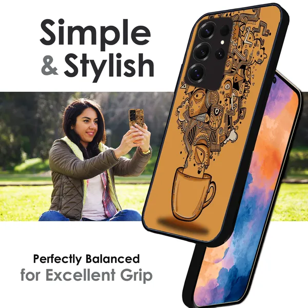 Samsung_Galaxy_S25_Ultra_Abstract_Coffee_Doodle_Glossy_Metal_Silicone_Case