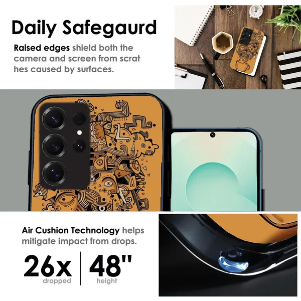 Samsung_Galaxy_S25_Ultra_Abstract_Coffee_Doodle_Glossy_Metal_Silicone_Case