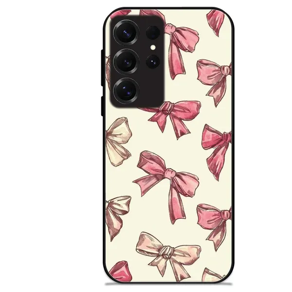Samsung_Galaxy_S25_Ultra_Pastel_Pink_Ribbon_Bow_Glossy_Metal_Silicone_Case