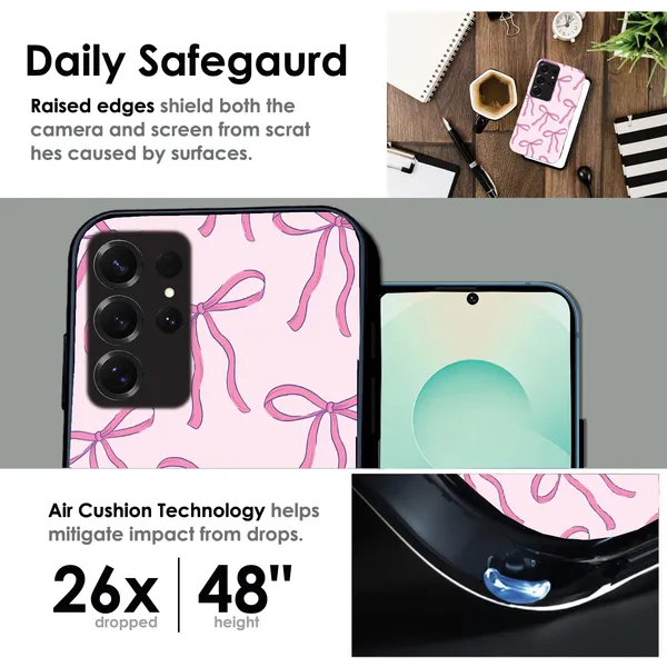 Samsung_Galaxy_S25_Ultra_Pink_Bows_Glossy_Metal_Silicone_Case