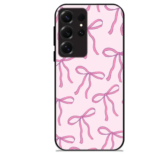 Samsung_Galaxy_S25_Ultra_Pink_Bows_Glossy_Metal_Silicone_Case