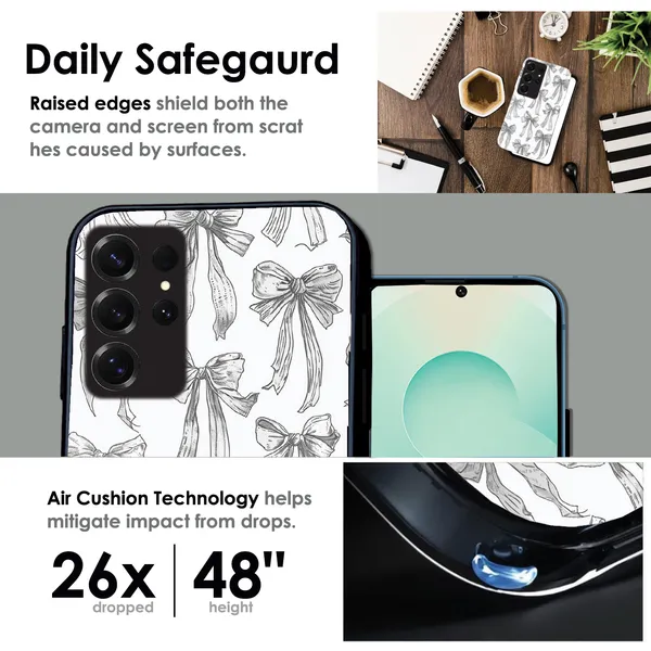 Samsung_Galaxy_S25_Ultra_White_Bows_Glossy_Metal_Silicone_Case