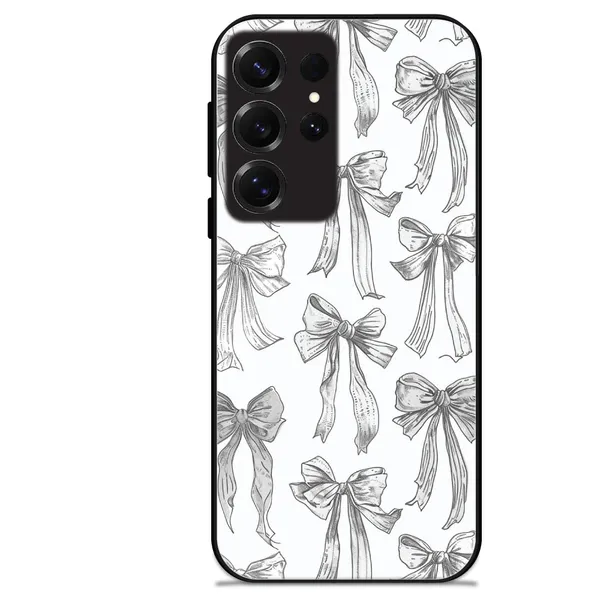 Samsung_Galaxy_S25_Ultra_White_Bows_Glossy_Metal_Silicone_Case