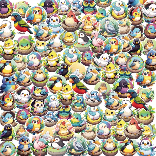 Colorful_Bird_Nest_Sticker_Collection_-_Set_of_48_Decorative_Waterproof_Stickers