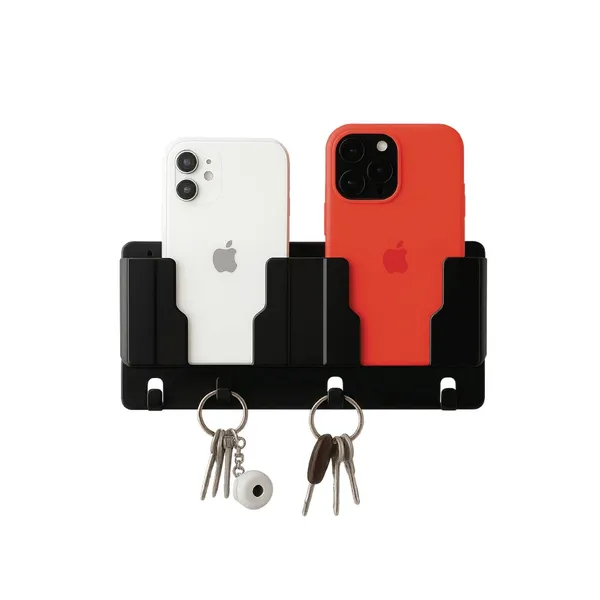 Black_Wall_Mounted_Mobile_Stand_and_Key_Organizer_-_Dual_Phone_Holder_with_Hooks