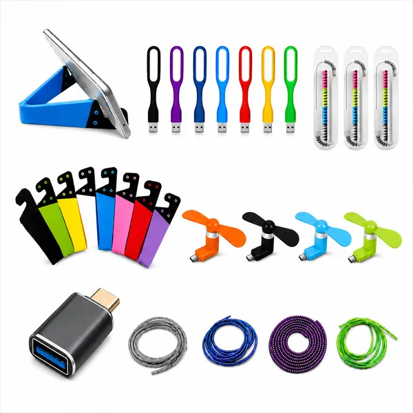 Combo_Of_Cable_Protector_(Spiral_and_1.5_meters),_Lamppost_Light,_Foldable_Mobile_Stand,_Type-C_to_USB_Converter_and_C-Type_Fan_(OTG_Required,_No_Color_Choice)