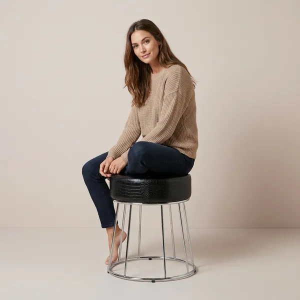 Black_Foam_Cushion_Fixed_Stool_|_30_X_55_X_48_Cm
