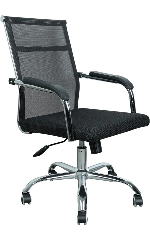 Black_Foam_And_Net_Office_Chair_|_47D_X_43.2W_X_91.4H_Cm