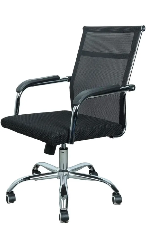 Black_Foam_And_Net_Office_Chair_|_47D_X_43.2W_X_91.4H_Cm