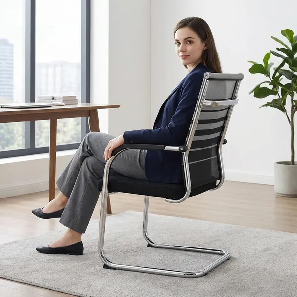 Grey_Net_And_Foam_Visitor_Chair_|_50_X_45.7_X_89_Cm
