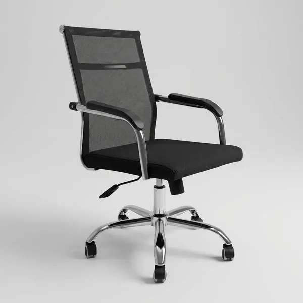Black_Foam_And_Net_Office_Chair_|_47D_X_43.2W_X_91.4H_Cm