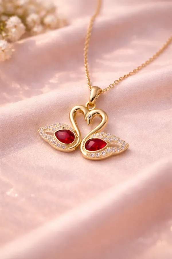 Ilanja_Golden_Red_Swan_Lovebirds_Pendant_for_Women