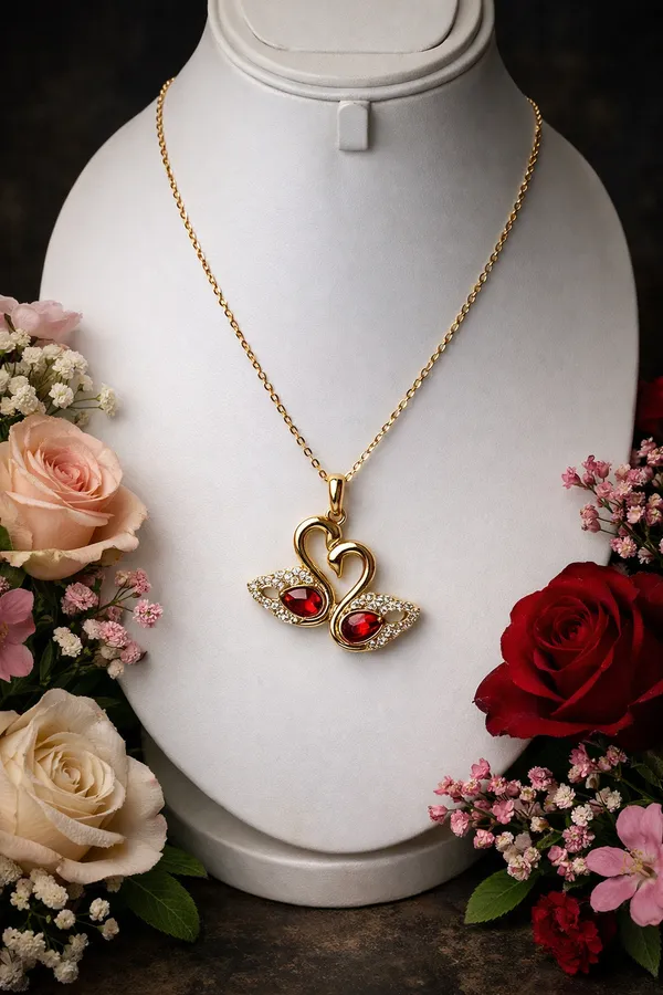 Ilanja_Golden_Red_Swan_Lovebirds_Pendant_for_Women