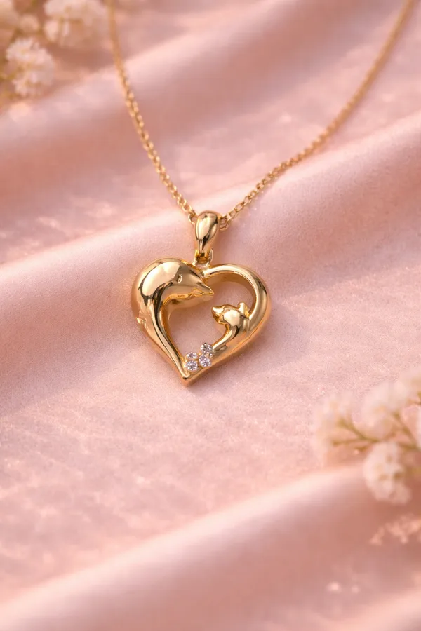 ILANJA_Gold_Tone_Dolphin_Love_Pendant_for_Women