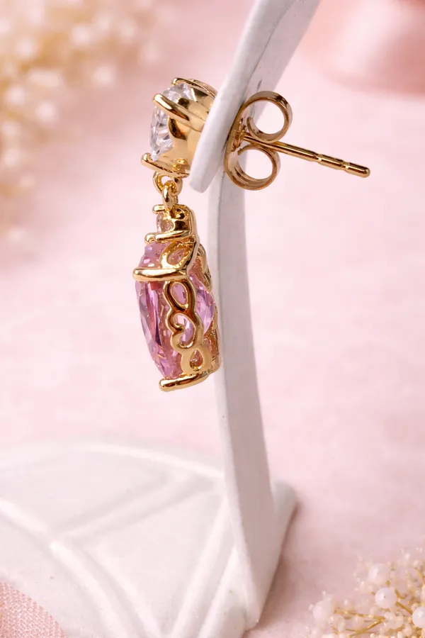 ILANJA_Golden_Pink_Heart_Drop_Earrings_for_Women