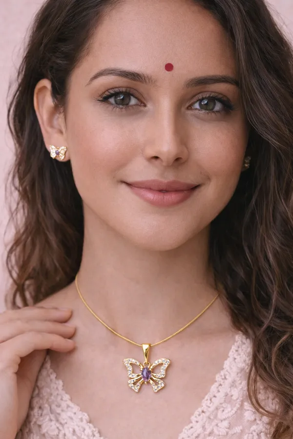 Amethyst_Butterfly_Elegance_Pendant_&_Earrings_Set_18KT_GOLD_PLATED_|_ANTITARNISH__|_WATERPROOF_|_MODERN_STYLE|_