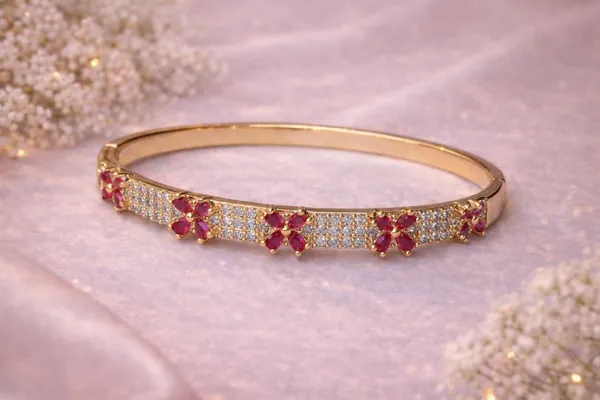 Ilanja_Gold_Ruby_Blossom_Floral_Bracelet_for_Women