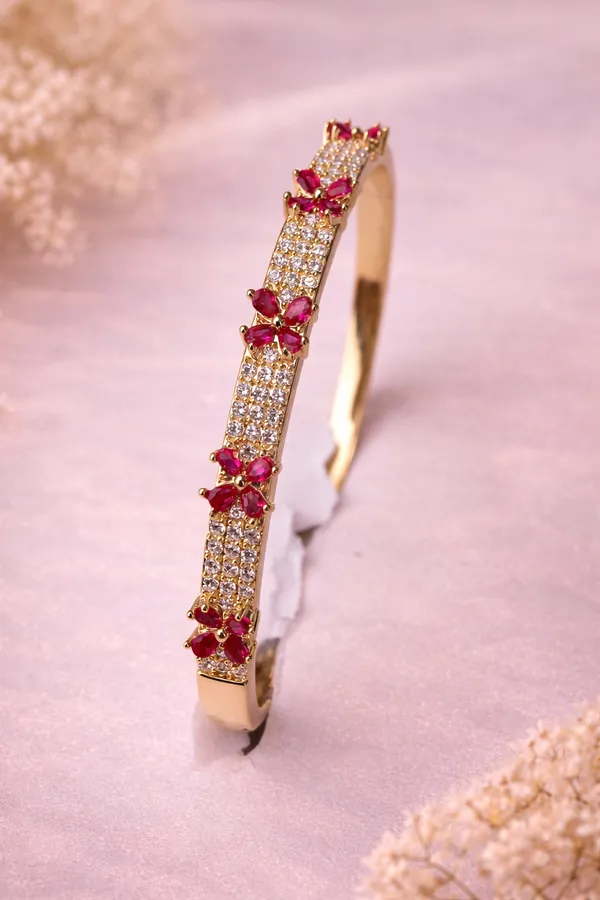 Ilanja_Gold_Ruby_Blossom_Floral_Bracelet_for_Women