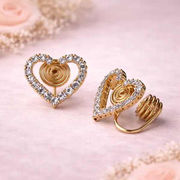ILANJA_Sparkle_Heart_Studs_For_Women_________18KT_GOLD_PLATED_|_ANTITARNISH__|_WATERPROOF_|_MODERN_STYLE|_