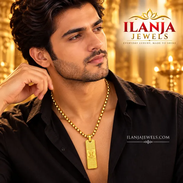 HANUMAN_PENDANT_WITH_DOTTED_PATTERN_|_18KT_GOLD_PLATED__|_ANTITARNISH_|WATERPROOF|MODERN_STYLE_|DAILY_WEAR|STANILESS_STEEL_