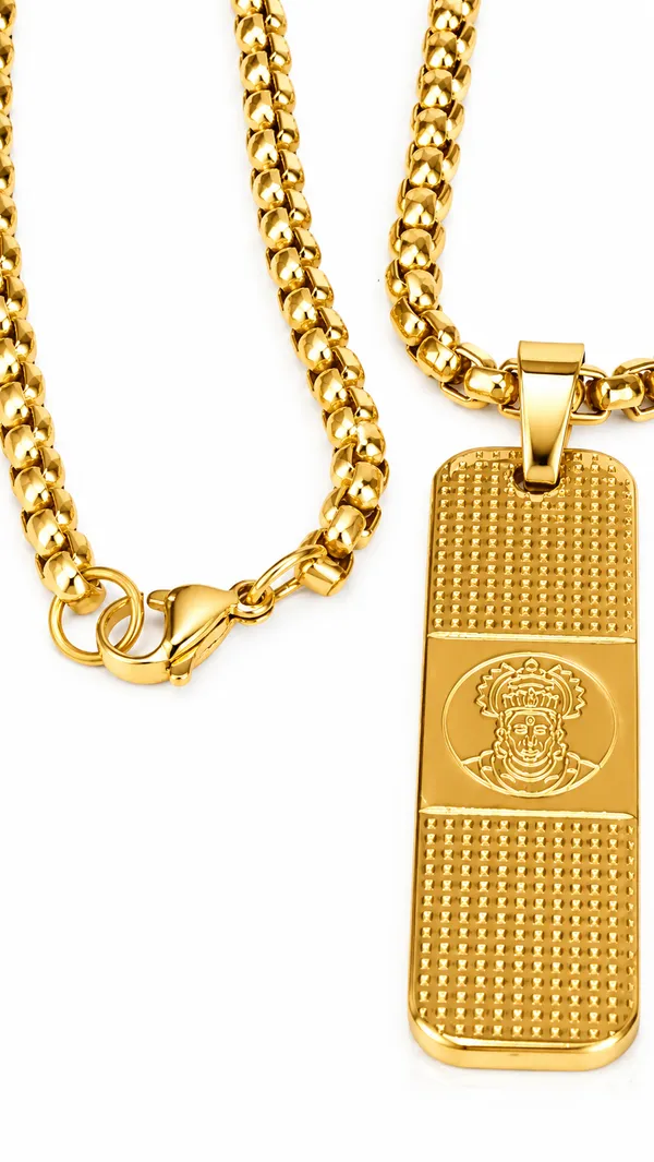 HANUMAN_PENDANT_WITH_DOTTED_PATTERN_|_18KT_GOLD_PLATED__|_ANTITARNISH_|WATERPROOF|MODERN_STYLE_|DAILY_WEAR|STANILESS_STEEL_